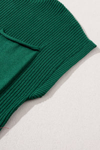 Ribbed (Dark Green) Short Sleeve Sweater w/ Patch Pocket