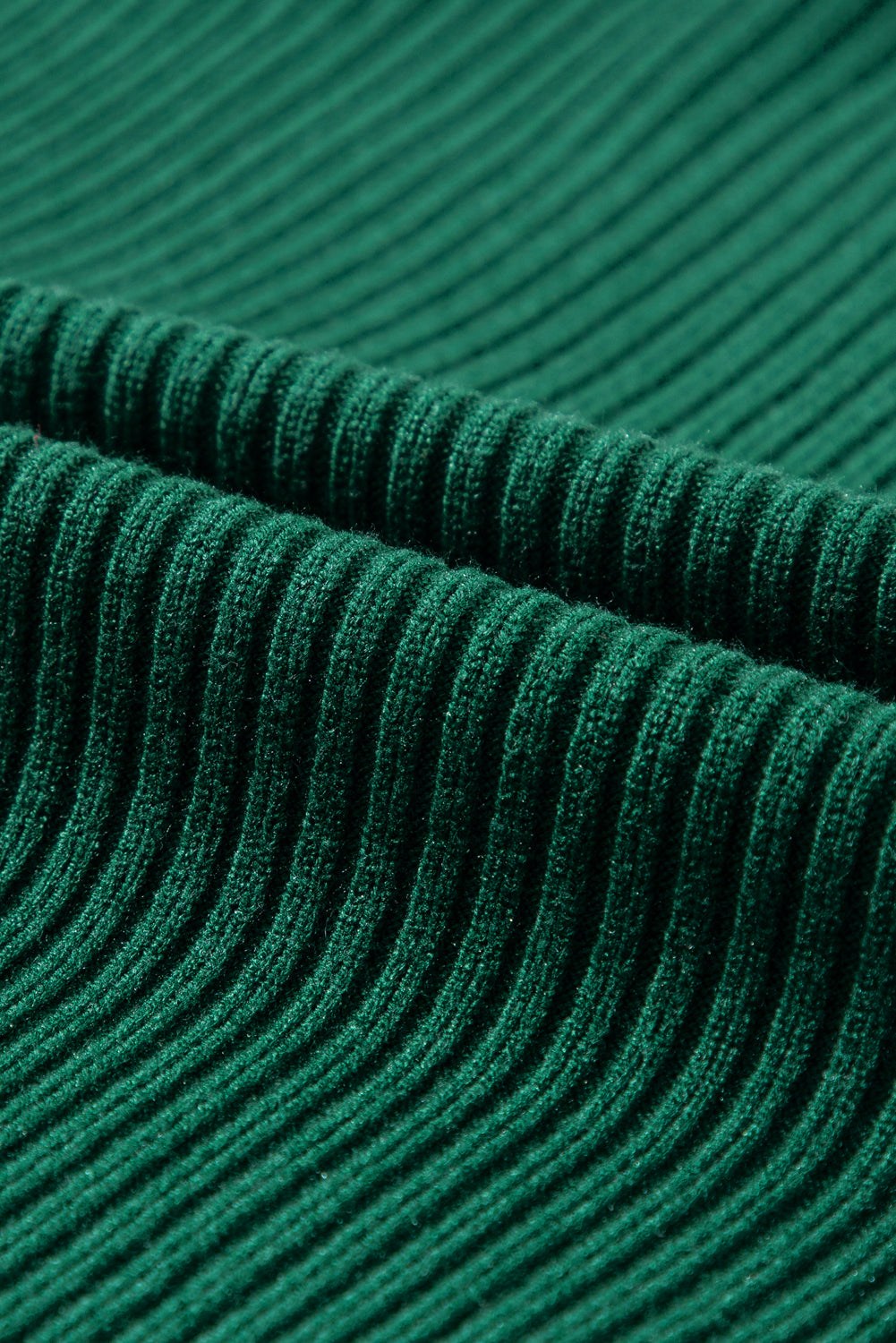 Ribbed (Dark Green) Short Sleeve Sweater w/ Patch Pocket