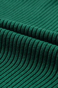 Ribbed (Dark Green) Short Sleeve Sweater w/ Patch Pocket