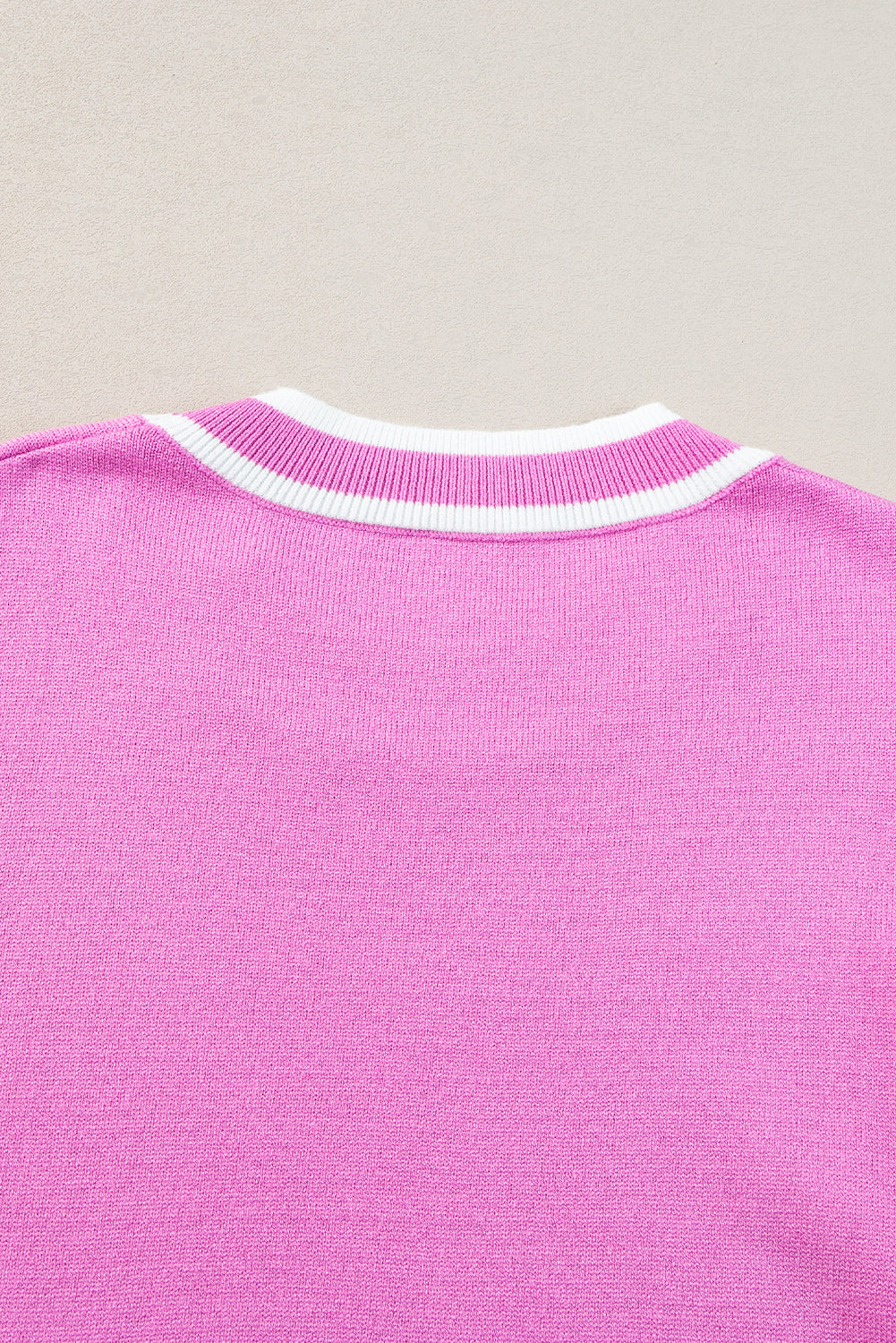 Ruffled Knit Top with Piped-Sleeves