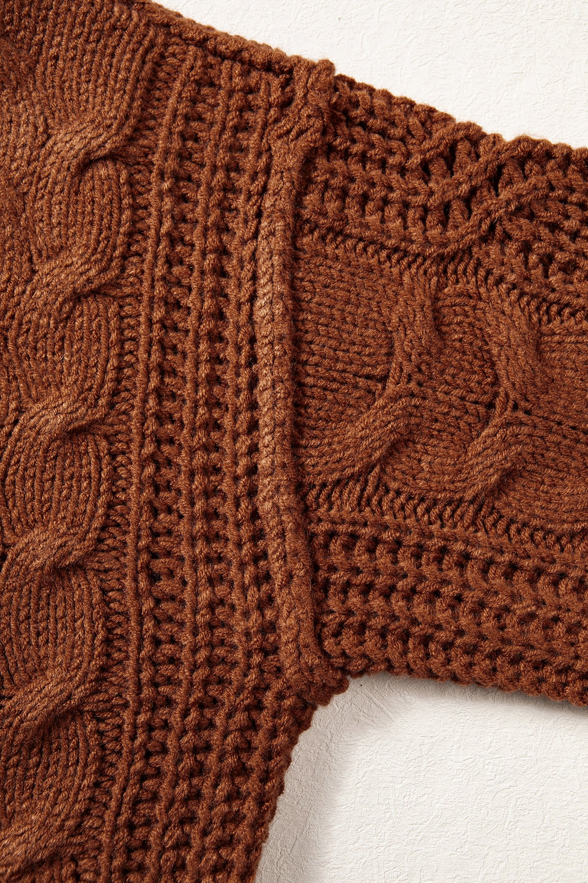 Bronco Babe (Latte) Cable Knit Sweater