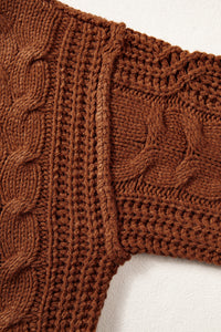 Bronco Babe (Latte) Cable Knit Sweater