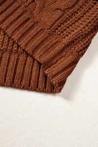 Bronco Babe (Latte) Cable Knit Sweater
