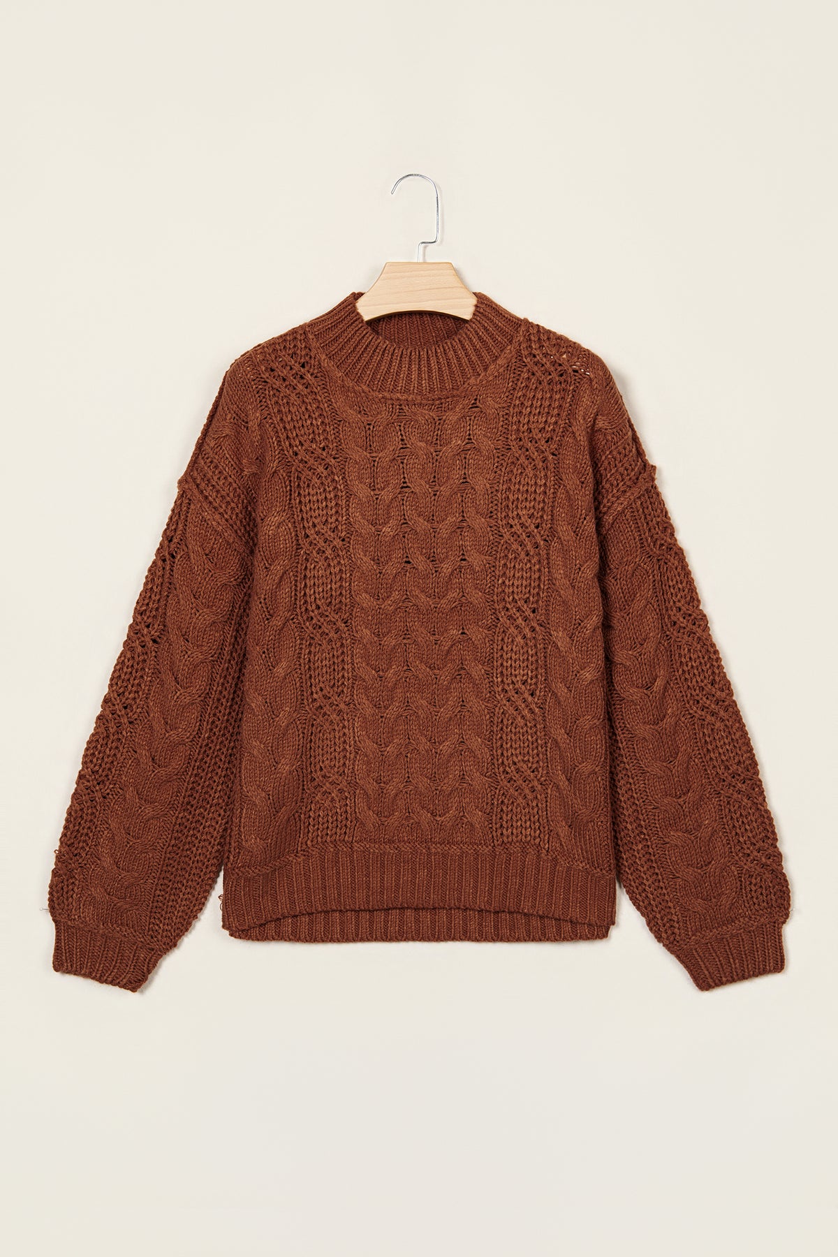 Bronco Babe (Latte) Cable Knit Sweater
