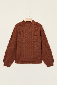Bronco Babe (Latte) Cable Knit Sweater