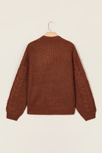 Bronco Babe (Latte) Cable Knit Sweater