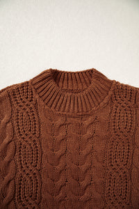 Bronco Babe (Latte) Cable Knit Sweater