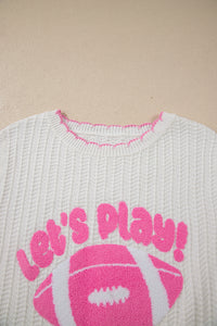 "Let's Play Football" 100% Cotton White & Pink Sleeveless Knit Sweater