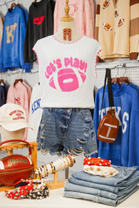 "Let's Play Football" 100% Cotton White & Pink Sleeveless Knit Sweater