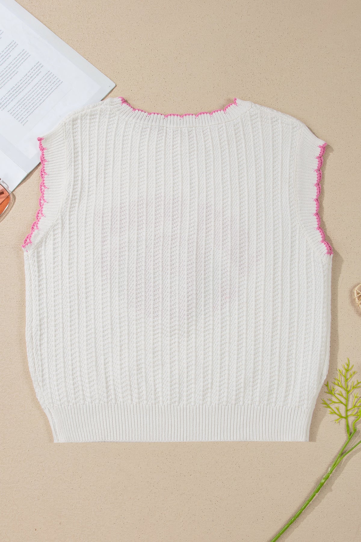 "Let's Play Football" 100% Cotton White & Pink Sleeveless Knit Sweater