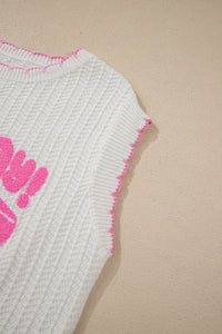 "Let's Play Football" 100% Cotton White & Pink Sleeveless Knit Sweater