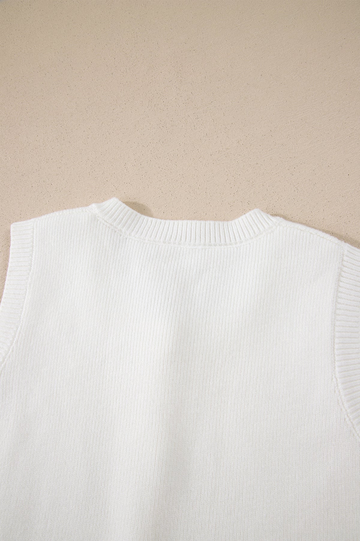 Sleeveless Lightweight (Off-White) Knit Top w/Metal Buttons