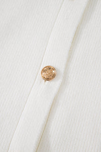 Sleeveless Lightweight (Off-White) Knit Top w/Metal Buttons