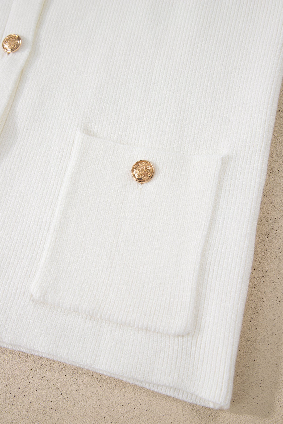 Sleeveless Lightweight (Off-White) Knit Top w/Metal Buttons