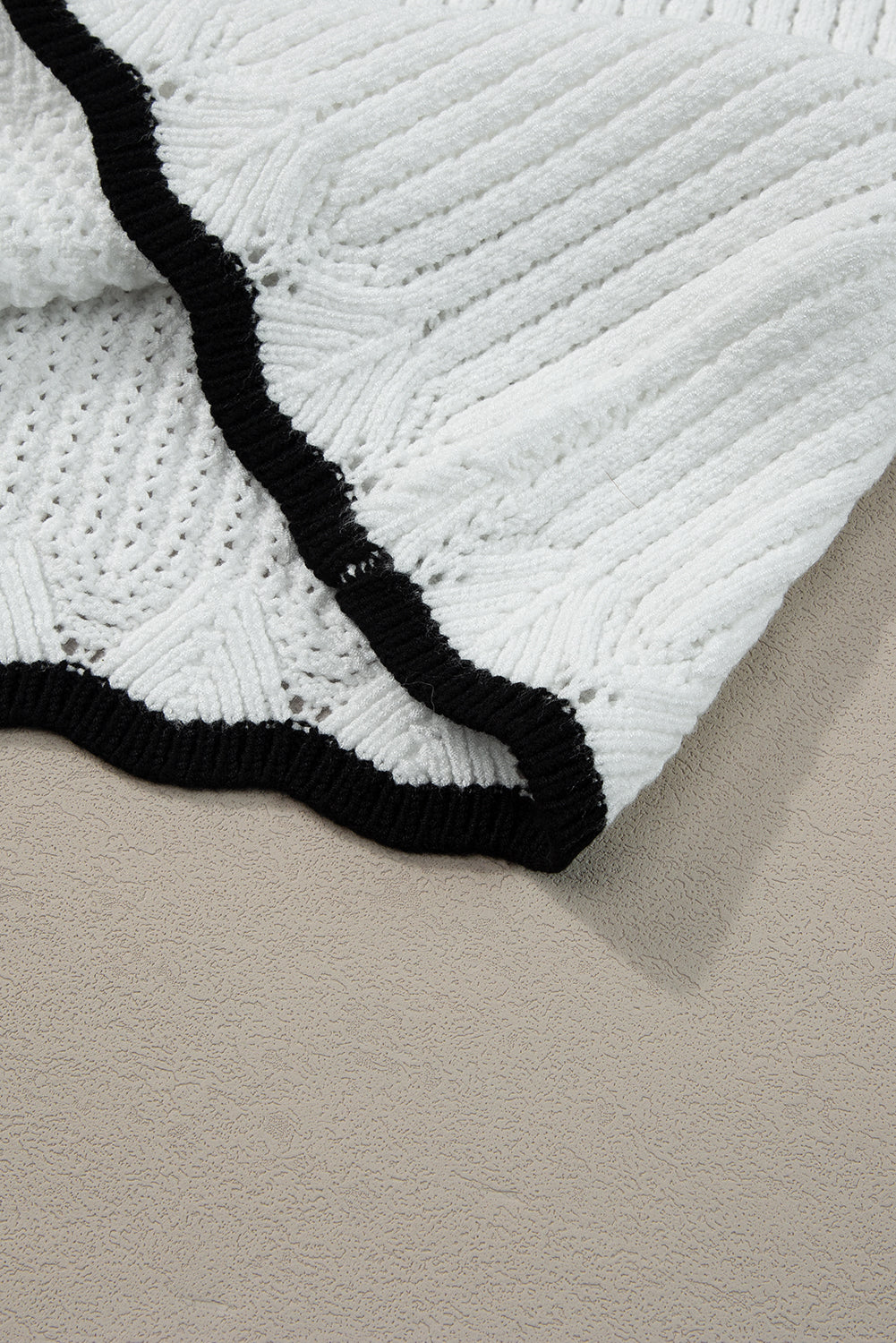White Crochet Top with Black Trim