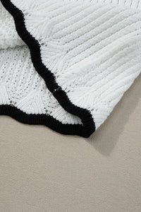 White Crochet Top with Black Trim