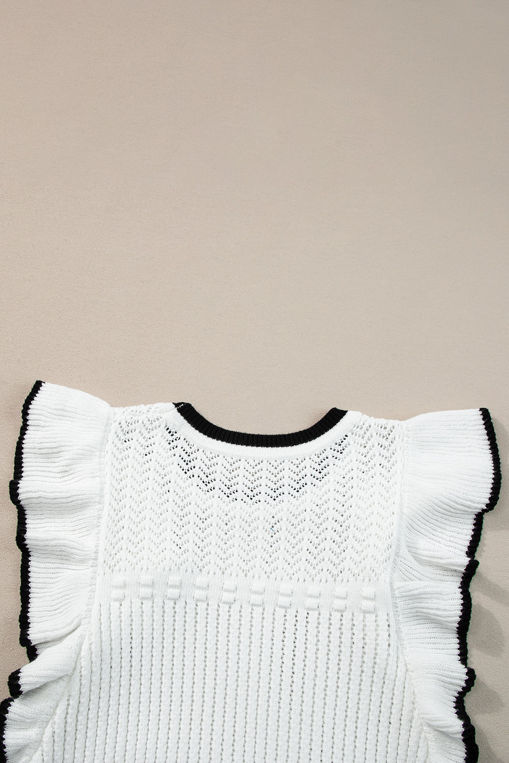 White Crochet Top with Black Trim