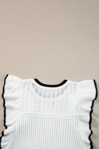 White Crochet Top with Black Trim