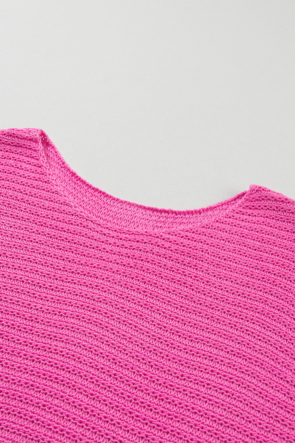 Bright Pink Knit Short-Sleeve Sweater