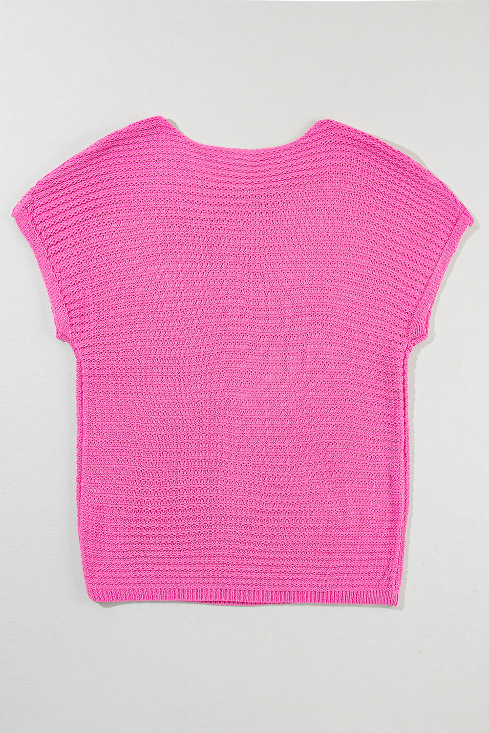Bright Pink Knit Short-Sleeve Sweater