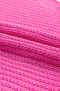 Bright Pink Knit Short-Sleeve Sweater