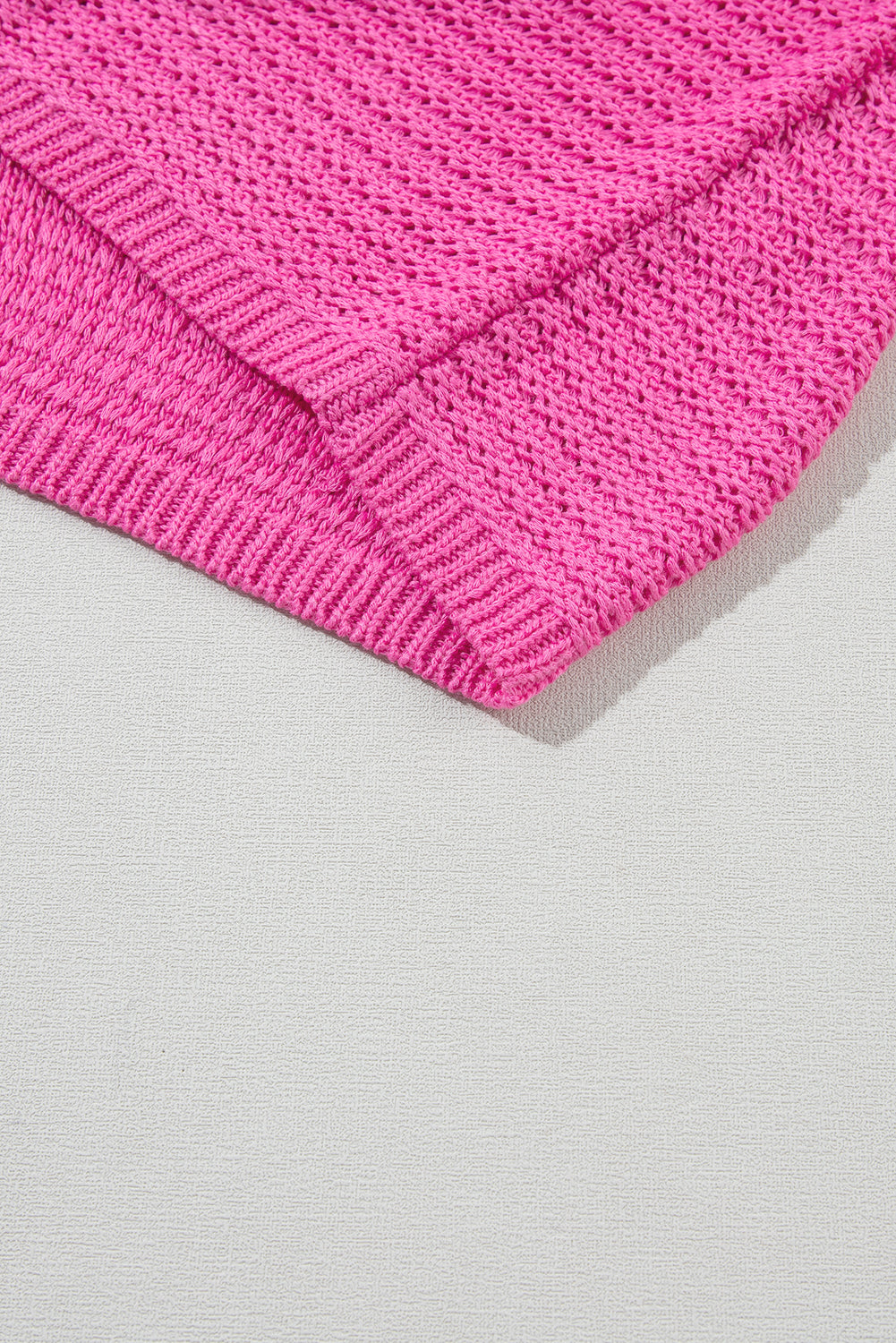 Bright Pink Knit Short-Sleeve Sweater