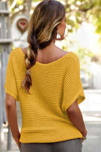 Gold Knit Short-Sleeve Sweater