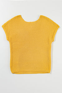 Gold Knit Short-Sleeve Sweater