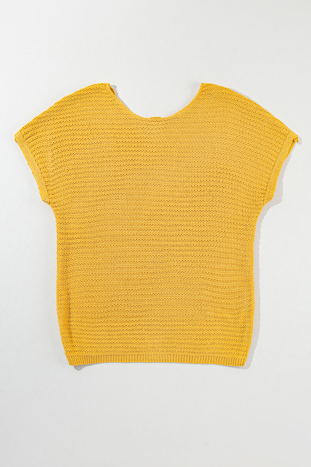 Gold Knit Short-Sleeve Sweater