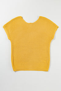 Gold Knit Short-Sleeve Sweater