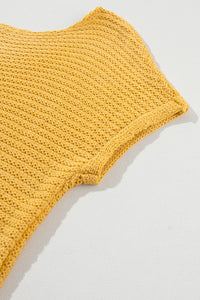 Gold Knit Short-Sleeve Sweater