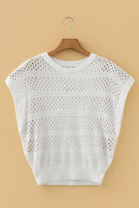 Boho Knit (Off White) Relaxed Fit Short Sleeve Sweater