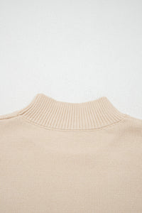Ribbed Mock Neck Horseshoe Short Sleeve Sweater