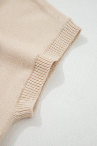 Ribbed Mock Neck Horseshoe Short Sleeve Sweater