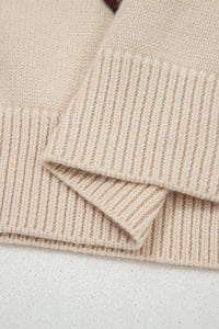 Ribbed Mock Neck Horseshoe Short Sleeve Sweater