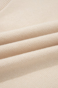 Ribbed Mock Neck Horseshoe Short Sleeve Sweater