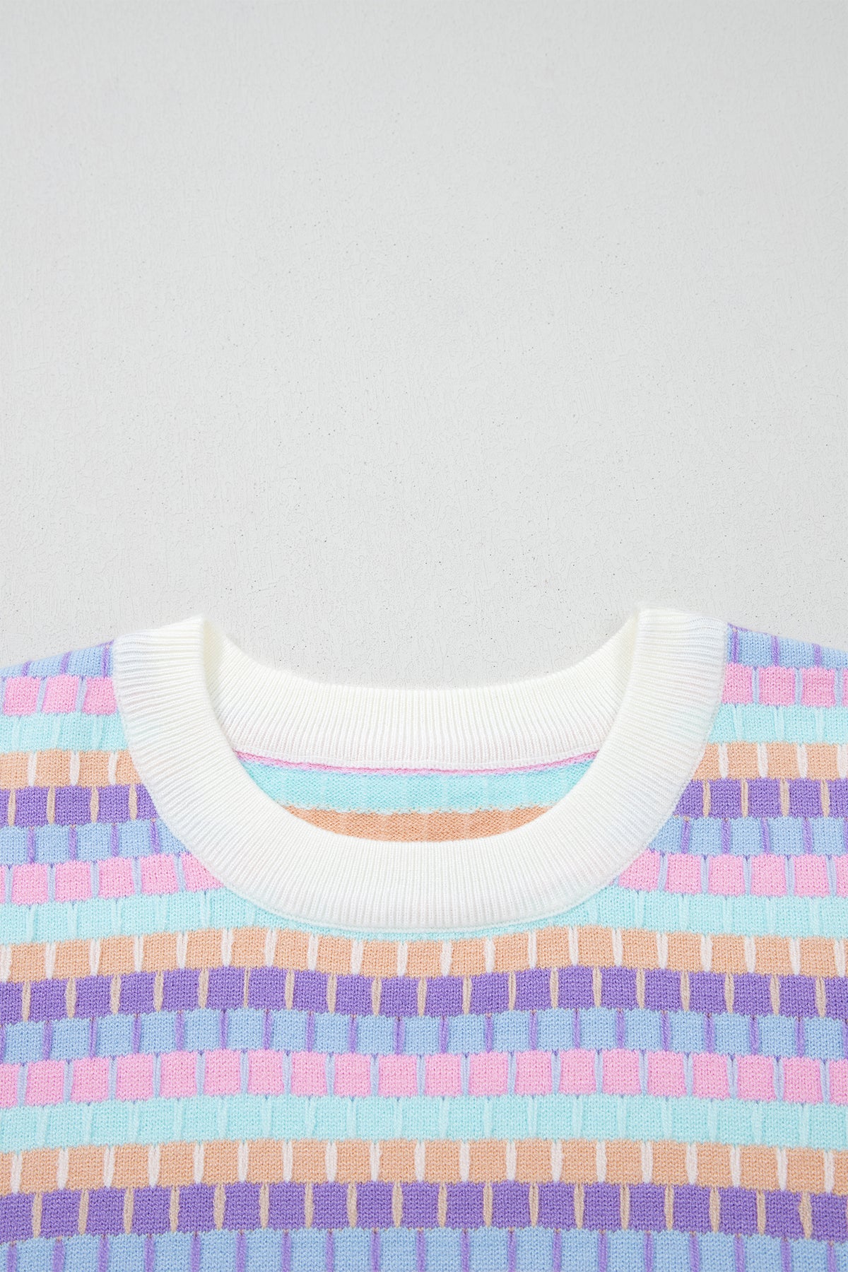Purple Multi-Color Knit Short Sleeve Lightweight Sweater