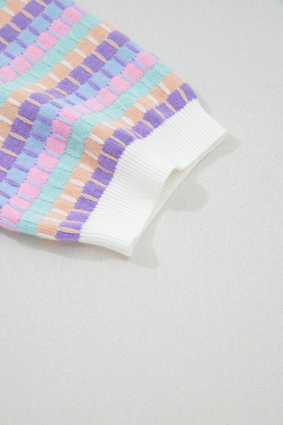 Purple Multi-Color Knit Short Sleeve Lightweight Sweater