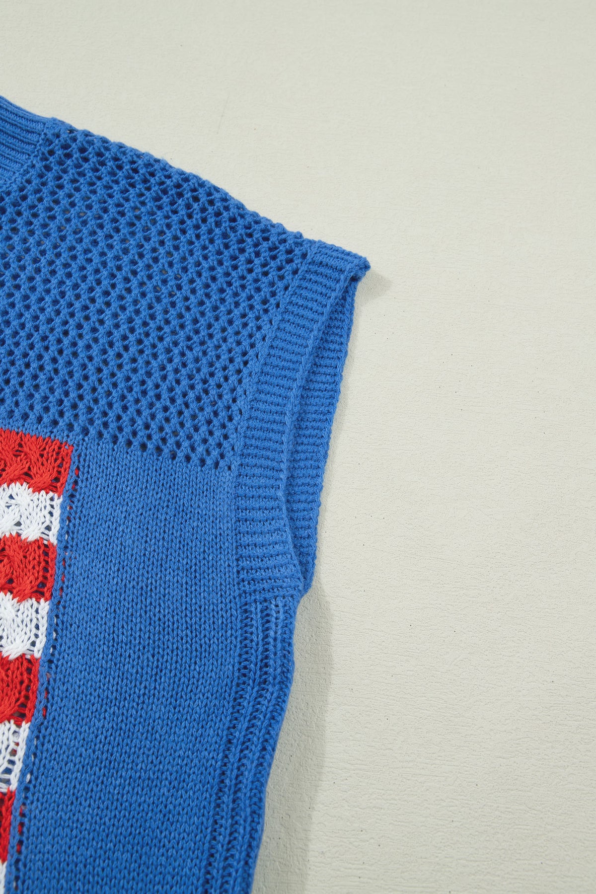 Blue American Flag Knit Short Sleeve Top