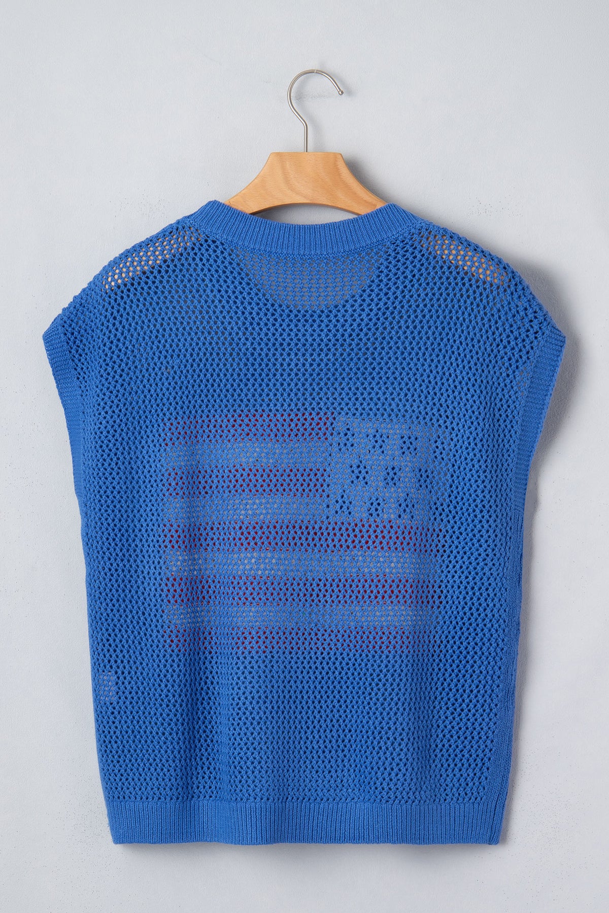 Blue American Flag Knit Short Sleeve Top