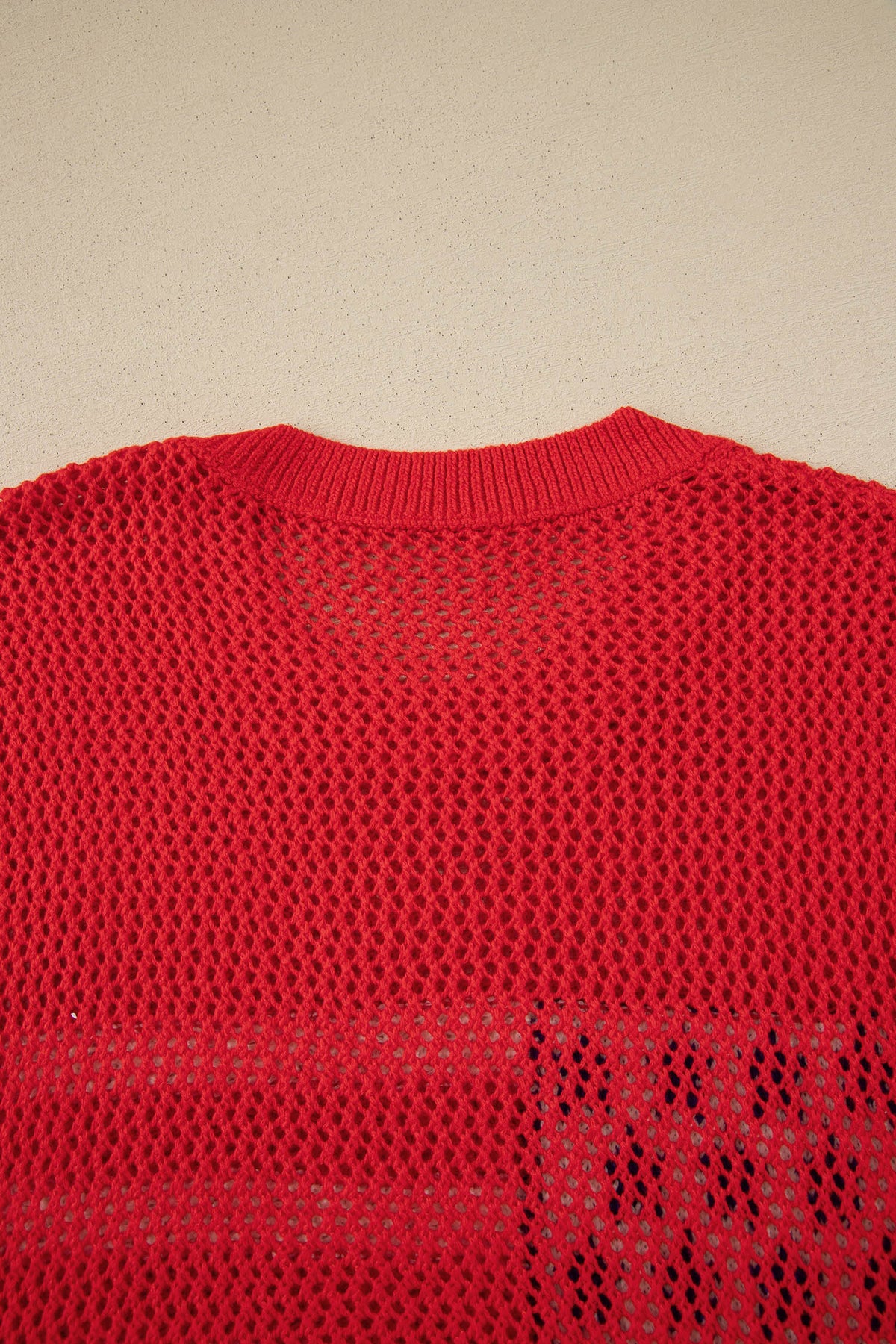 Bright Red American Flag Knit Short Sleeve Top