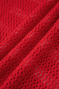 Bright Red American Flag Knit Short Sleeve Top