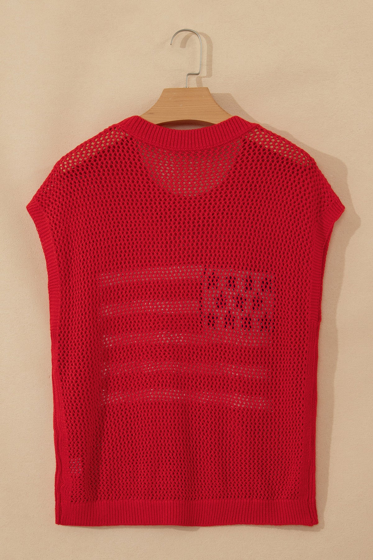 Bright Red American Flag Knit Short Sleeve Top
