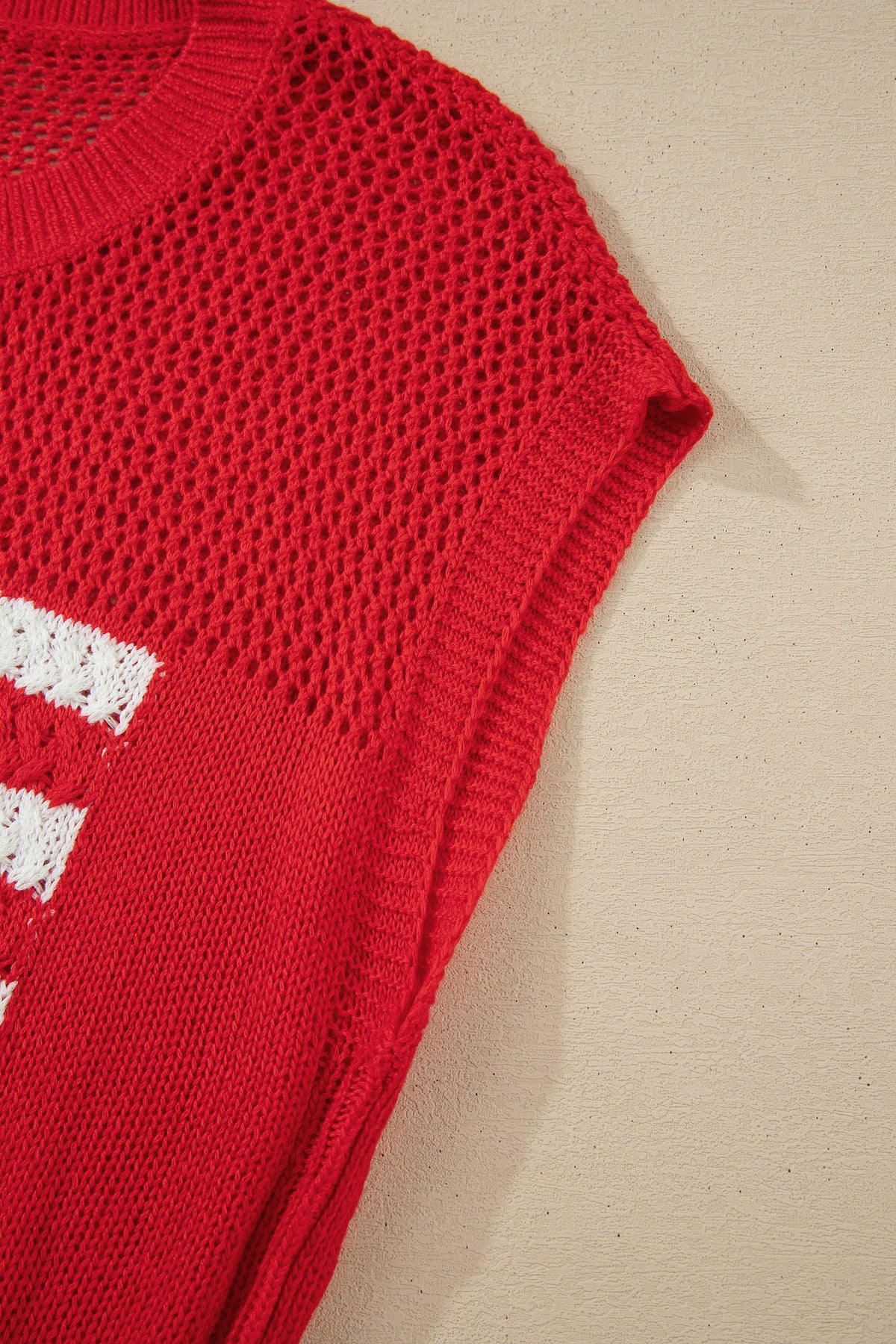 Bright Red American Flag Knit Short Sleeve Top