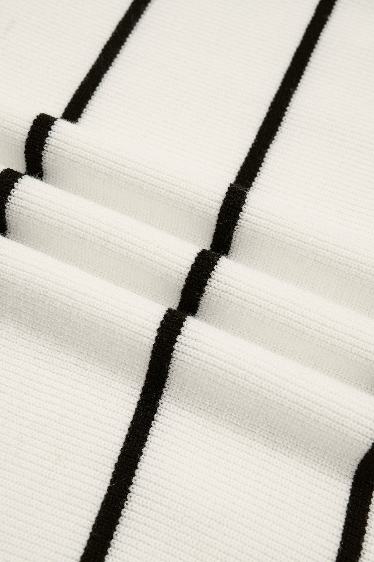 White w/Black Stripes Knit 3/4 Sleeve Lightweight Sweater
