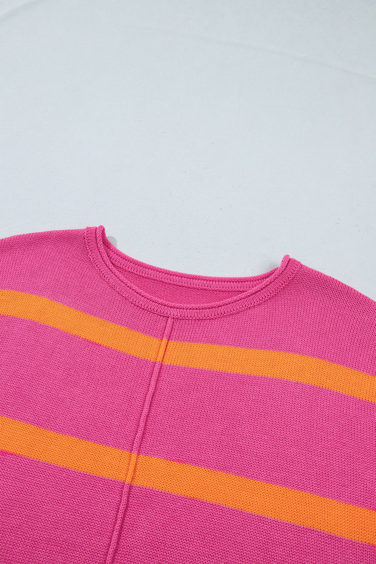 Striped (Pink/Orange) Short Sleeve Sweater