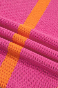 Striped (Pink/Orange) Short Sleeve Sweater