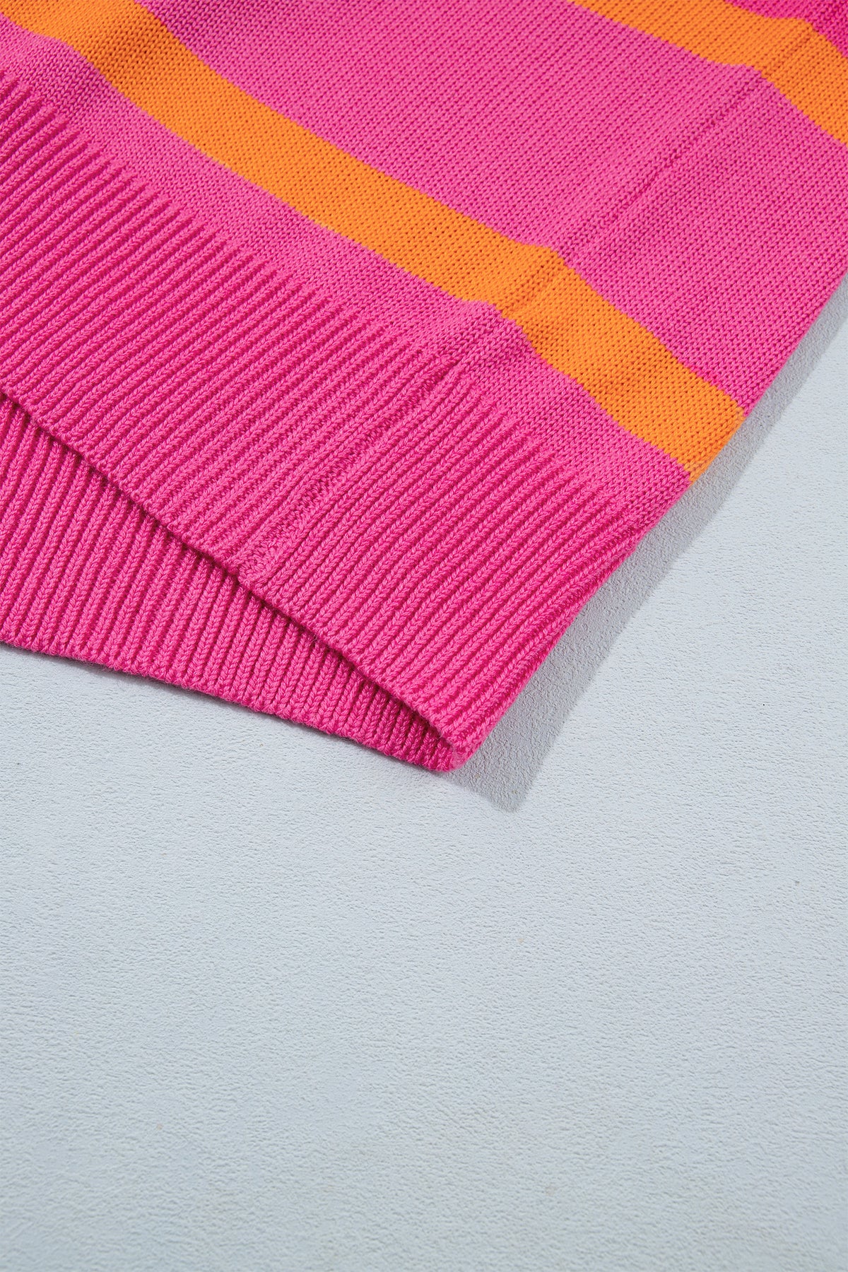 Striped (Pink/Orange) Short Sleeve Sweater