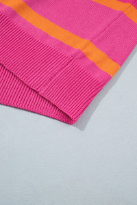 Striped (Pink/Orange) Short Sleeve Sweater