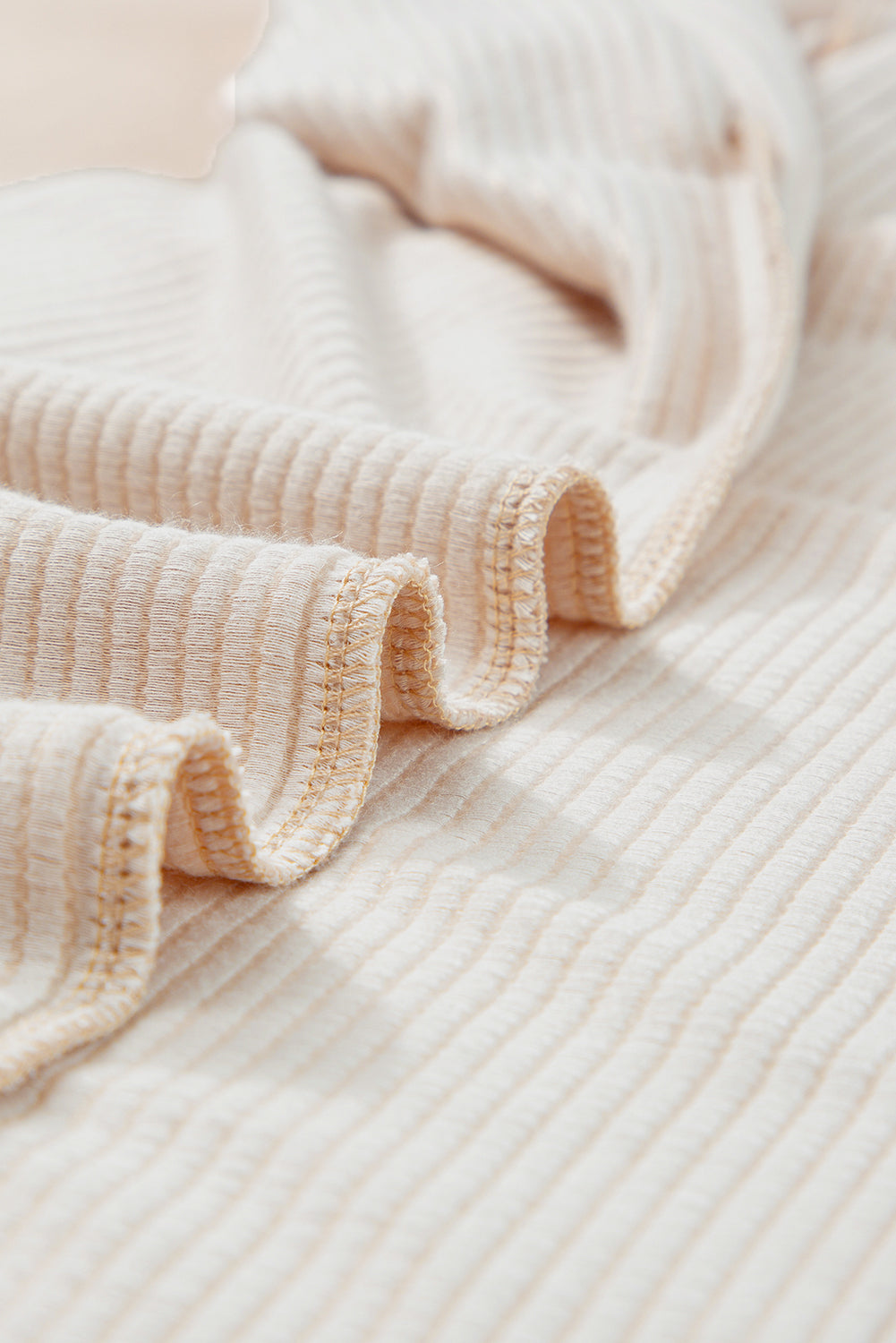 Tan Ribbed T-Shirt Dress with White Trim & Chest Pocket